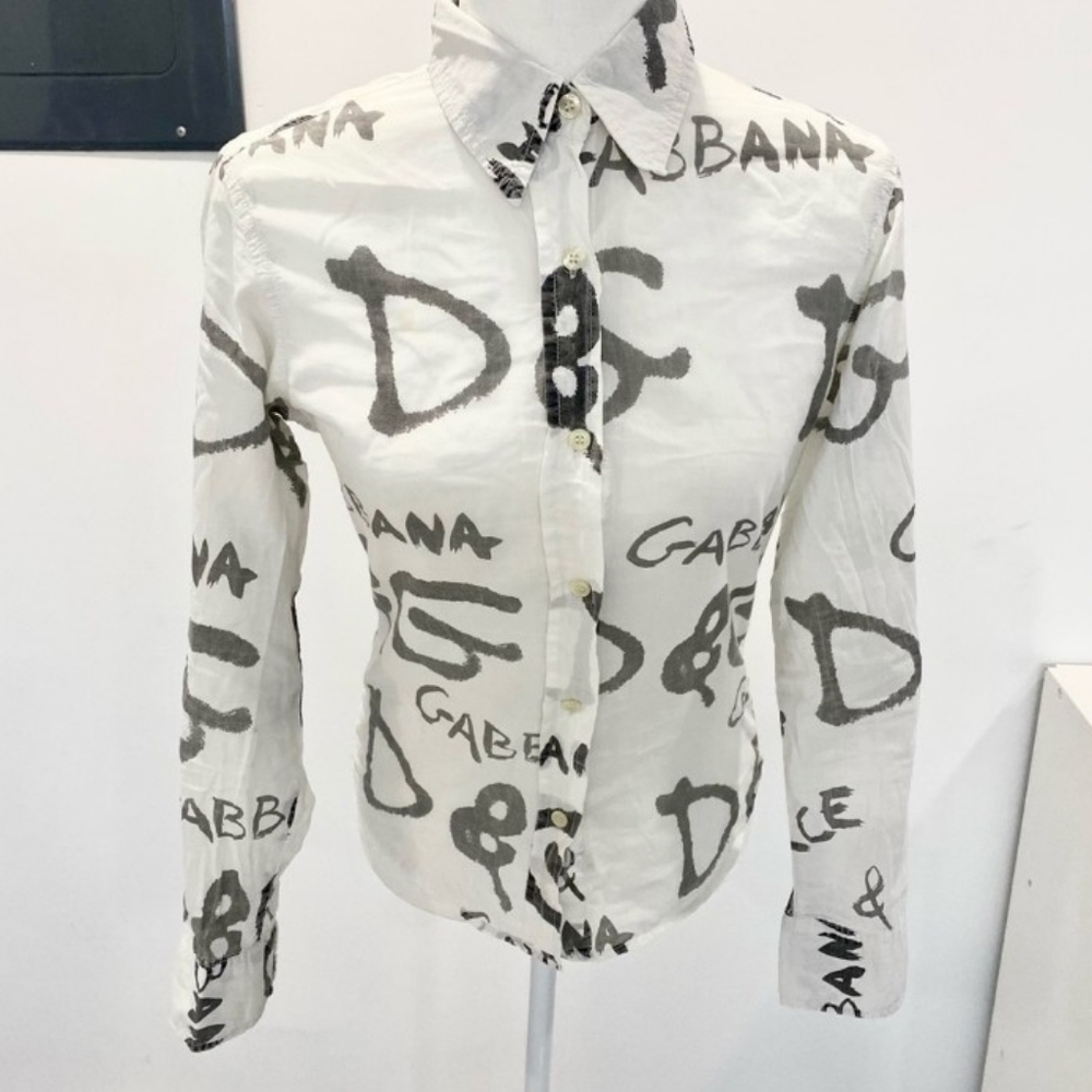 D&G Dolce And Gabbana Graffiti Button Down Shirt